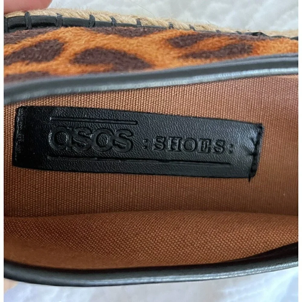 ASOS Wide Fit Julee Flatform Espadrilles in Leopard Print Women's Sz 6W NWOT